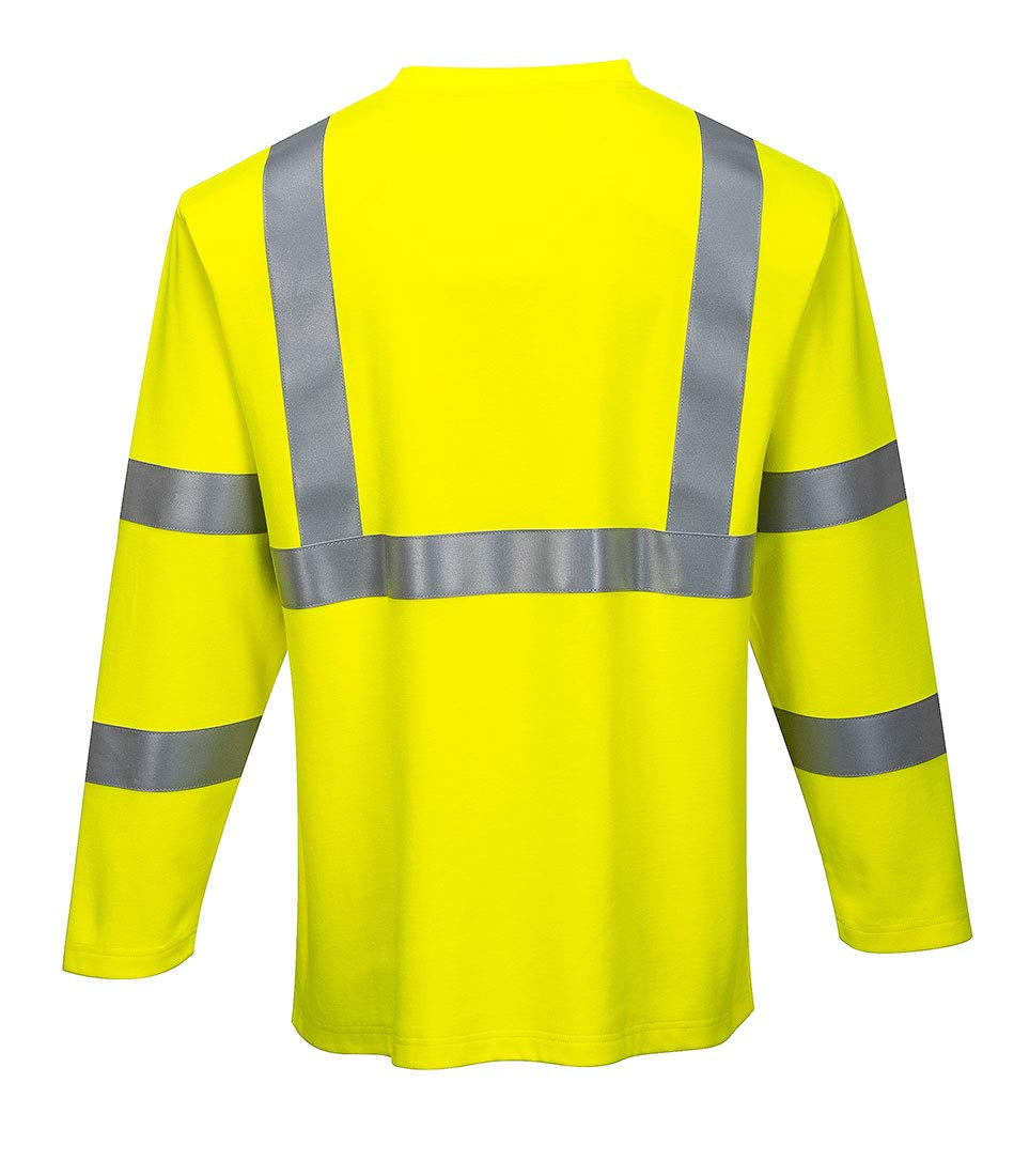 FR96 FR Long Sleeve Safety Work T Shirt in Reflective Hi Vis ASTM ANSI, Large
