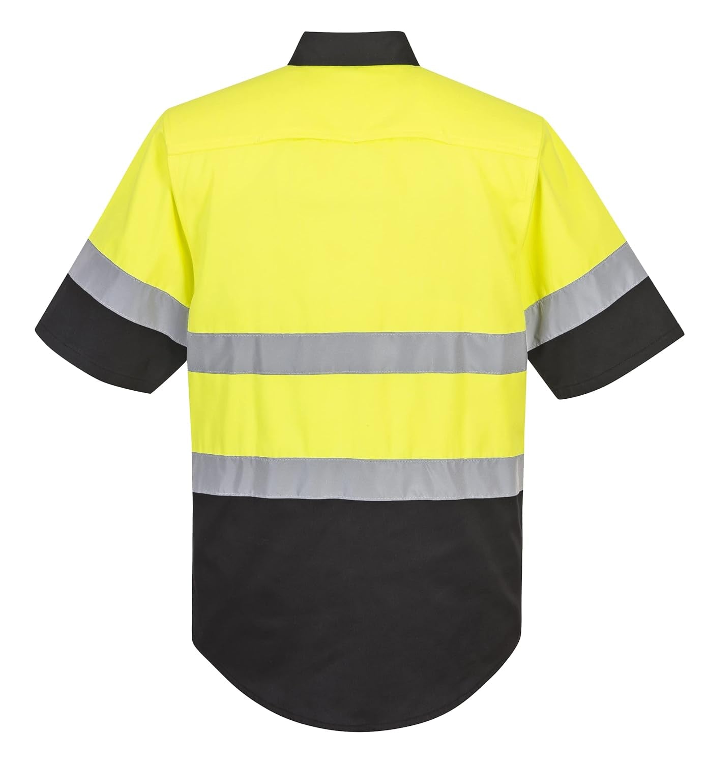 E067 Two Tone Short Sleeve ANSI Work Shirt Yellow/Black, Medium