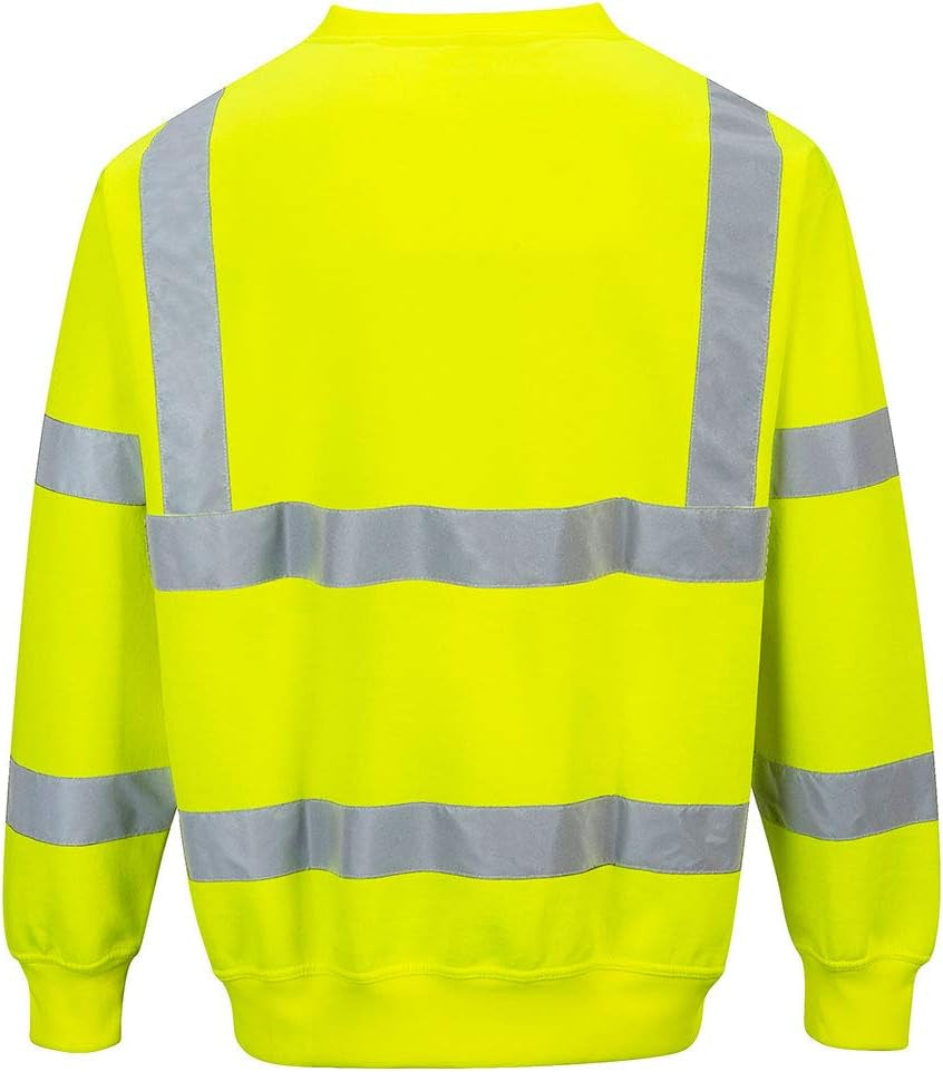 Hi-Vis Sweatshirt Pullover Jumper Safety Reflective Work Wear Warm Top ANSI 3