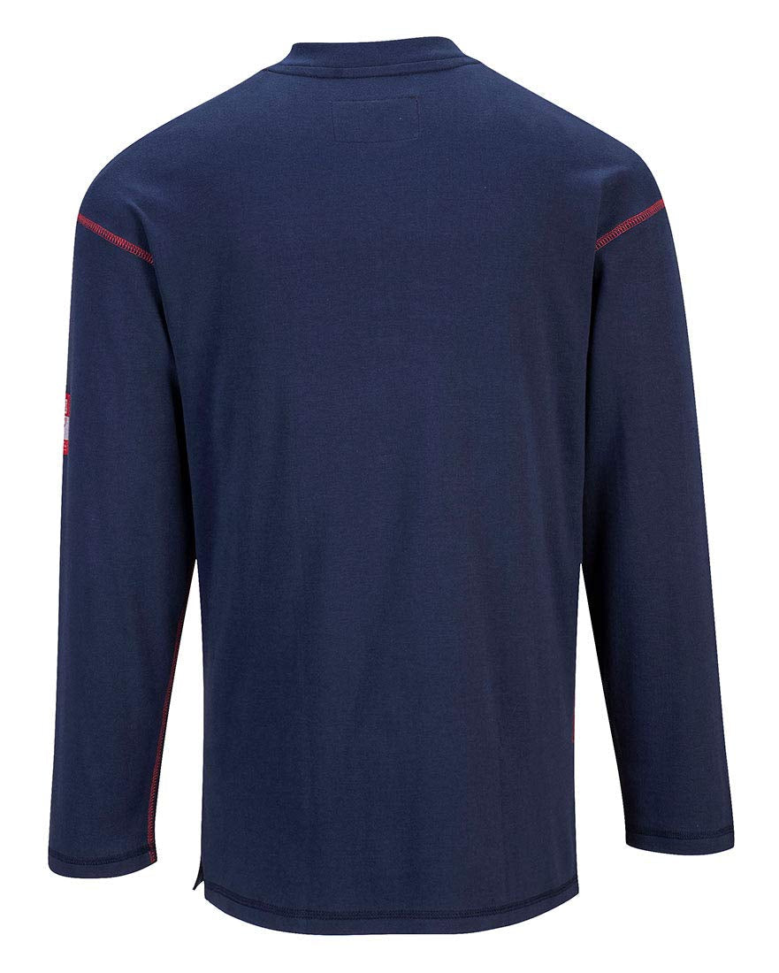 FR02 Bizflame Flame Resistant Henley Long Sleeve Sweatshirt Navy, Xx-Large