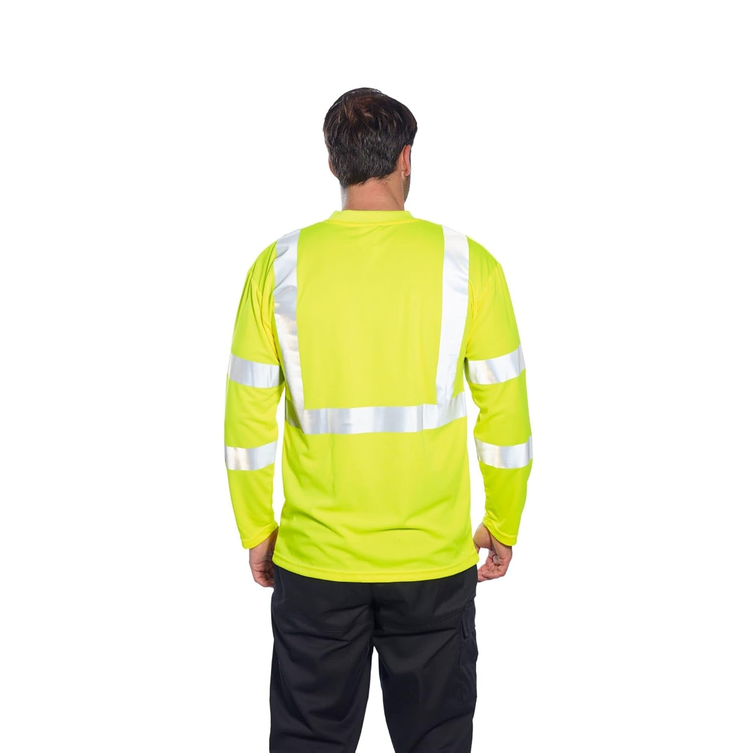 S191 Hi-Vis Long Sleeve Pocket T-Shirt Yellow Tall, Large