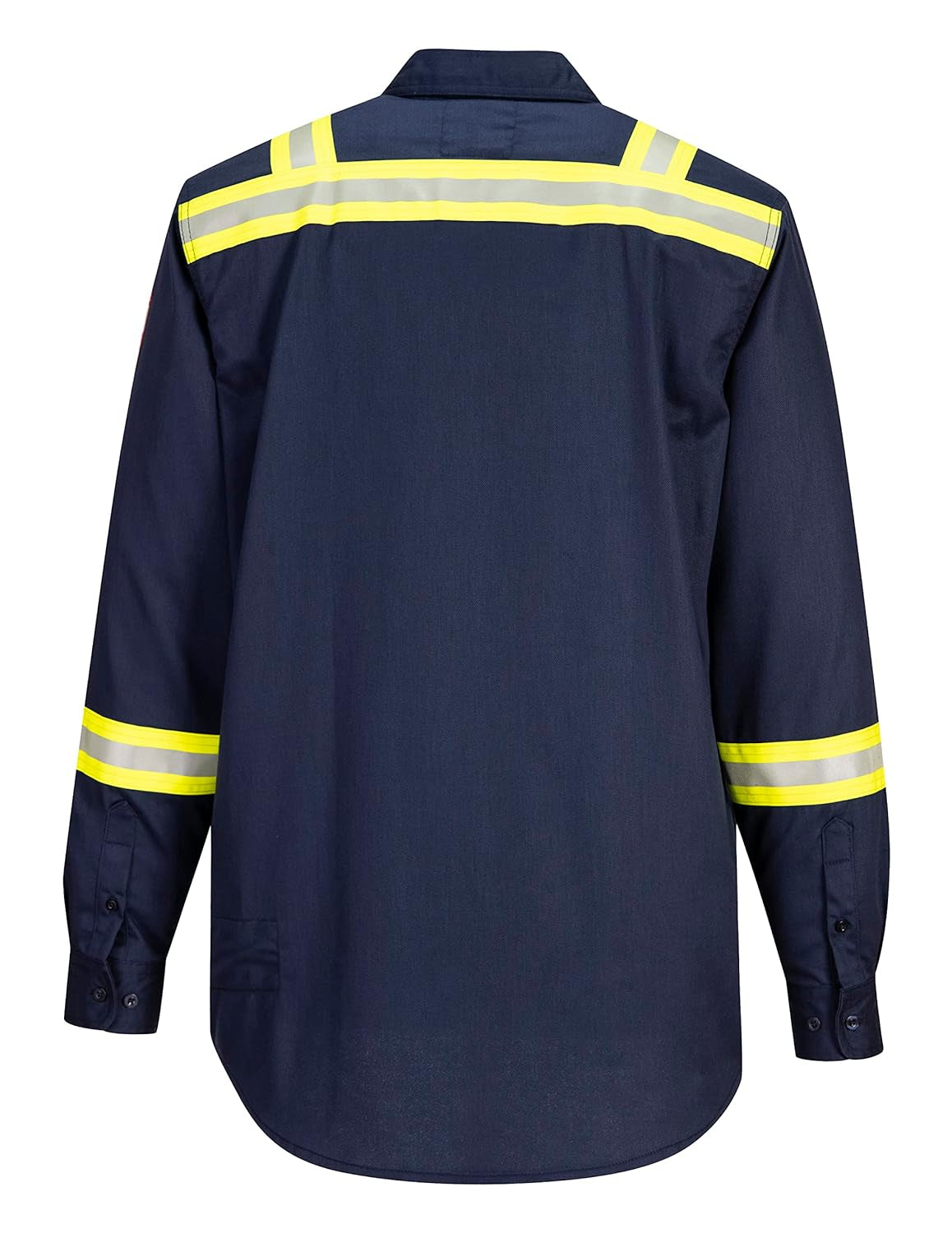 FR706 Men'S Flame Resistant FR Reflective Tape Shirt Navy, Medium