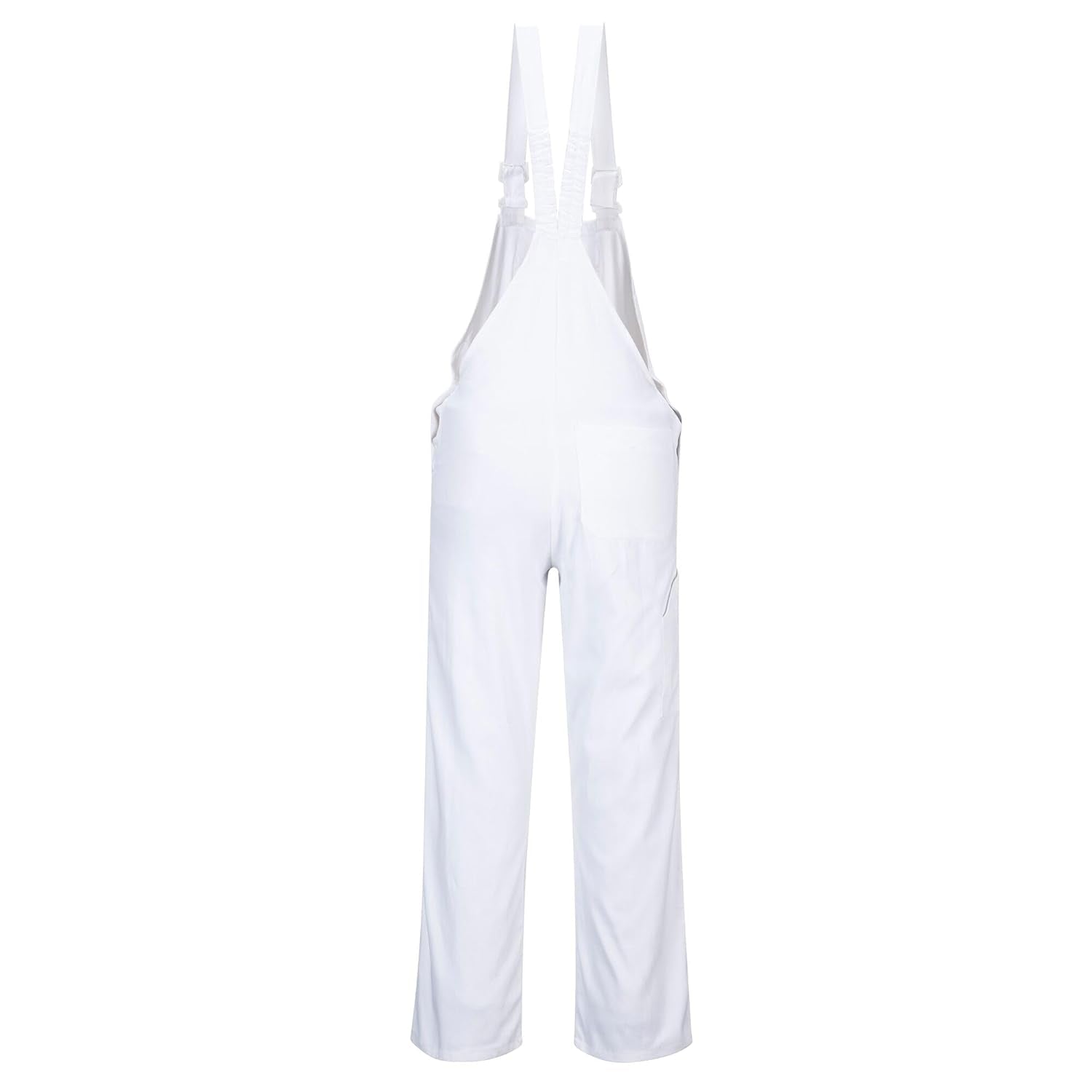 S810 Bolton White Cotton Painters Bib Overalls with Knee Pad Pockets, Small