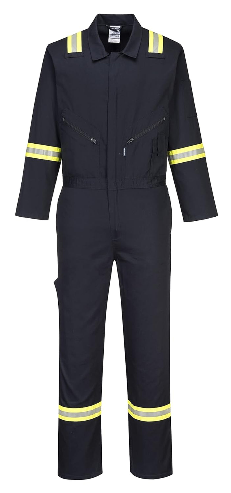 F129 Men'S Cotton Work Coveralls Iona Xtra Reflective Coveralls Workwear Overalls 100% Cotton Navy, 3X-Large