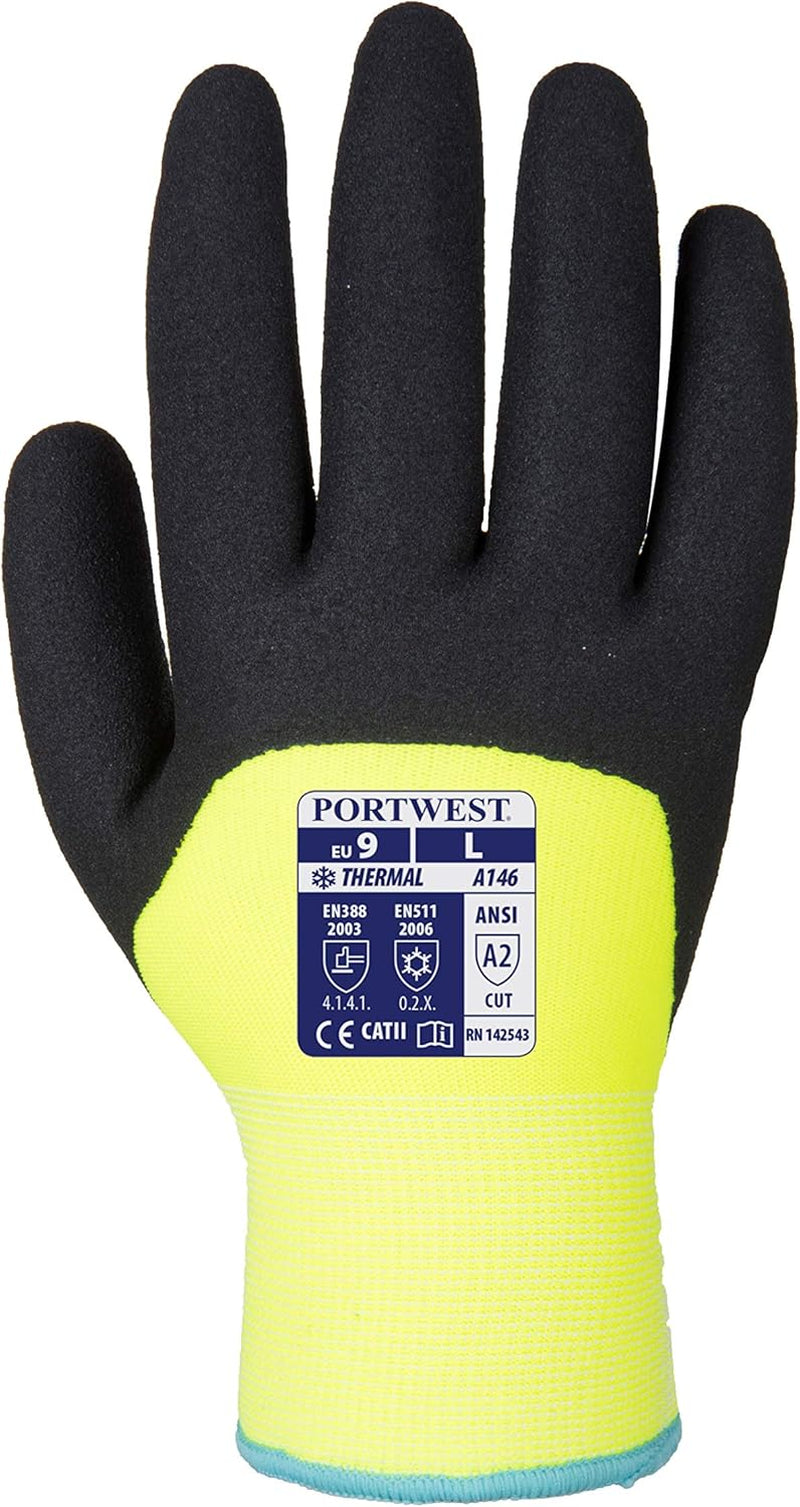 A146 Arctic Winter Glove with Flexible Sandy Nitrile Coating Grip ANSI, Yellow, Large