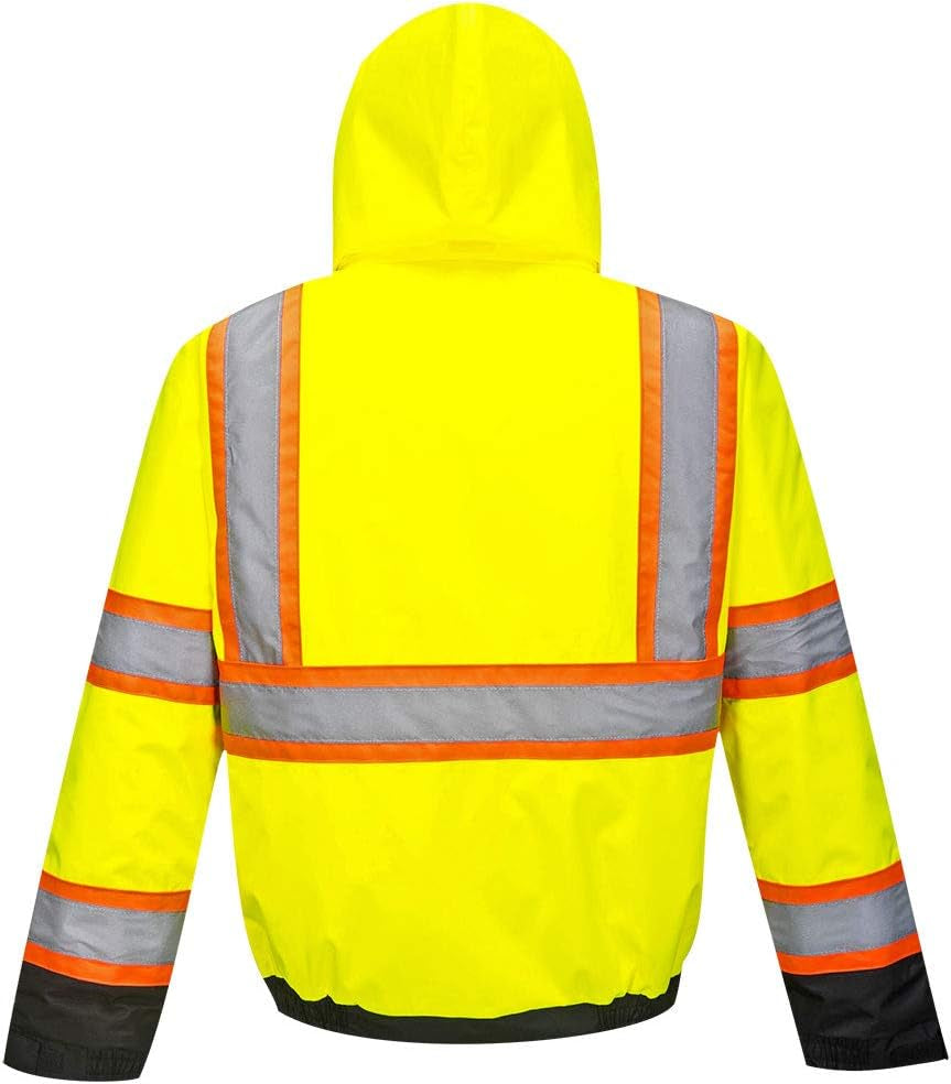 Hi-Vis Contrast Tape Bomber Viz Insulated Safety Visability Work Wear Rain ANSI 3