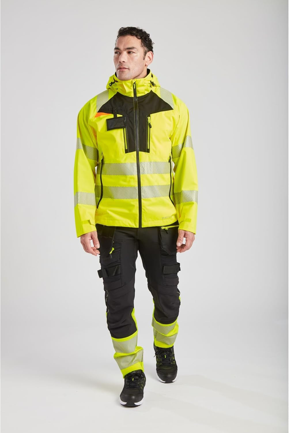 DX462 Men'S DX4 Waterproof Hi Vis Rain Jacket Safety Workwear Hooded with Pockets