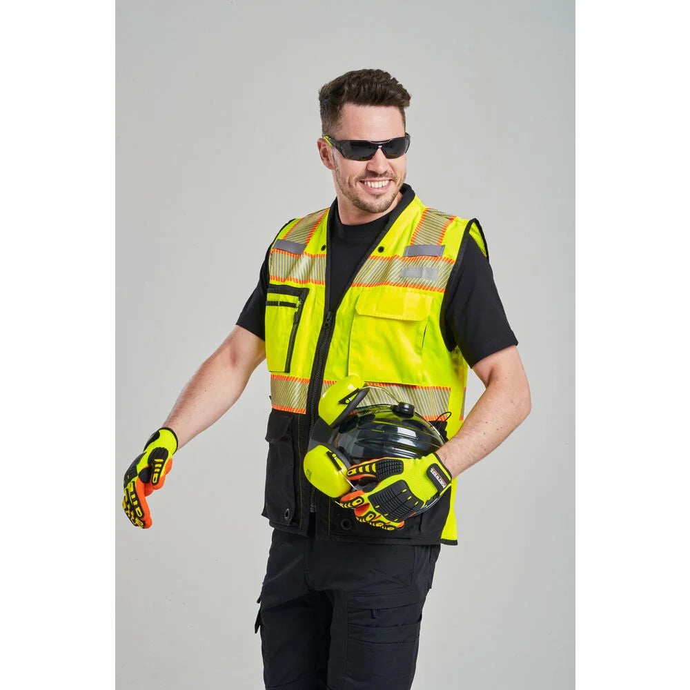 A721 Lightweight anti Impact Nitrile Grip Safety Work Gloves Yellow/Orange, Small-KarWorkwear