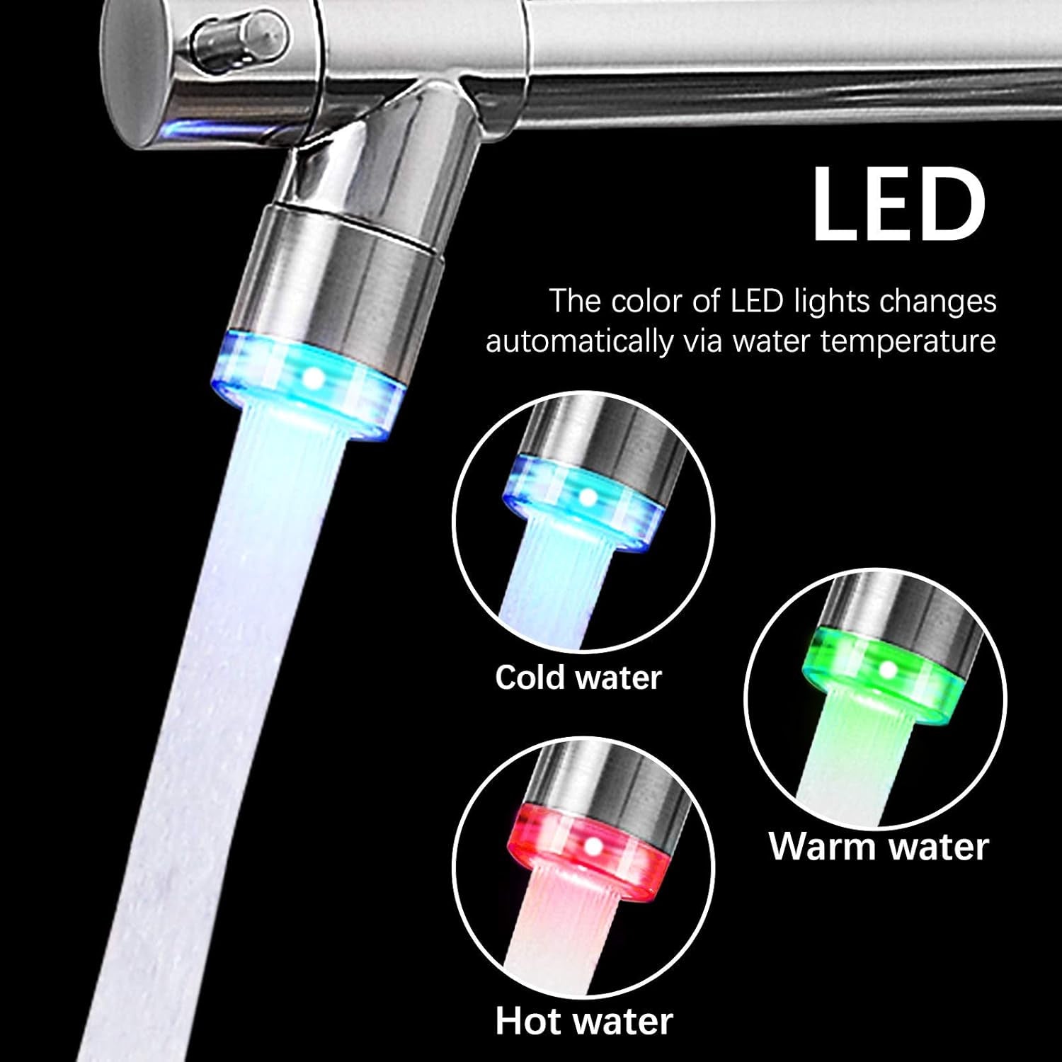 Kitchen Faucets with Pull down Sprayer Brushed Nickel -【LED Light Dual Ends】 Single Handle 1 or 3 Holes Spring Kitchen Sink Faucet with Deck Plate for Farmhouse RV Vessel Basin