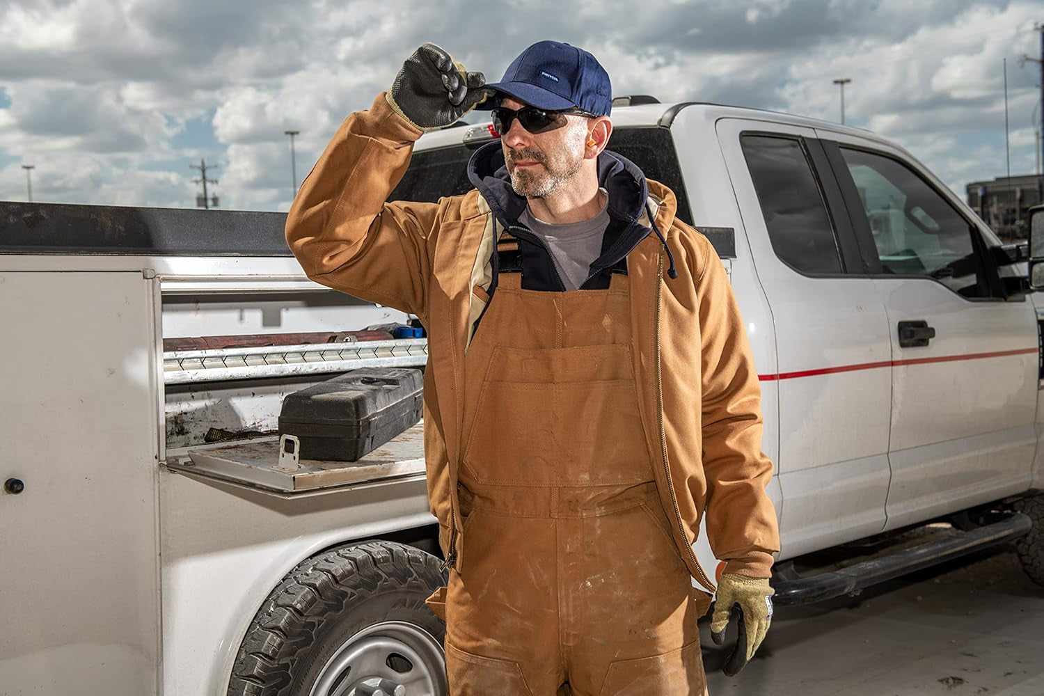 UFR48 Men'S Duck Quilt Lined Flame Resistant Winter Hooded Jacket