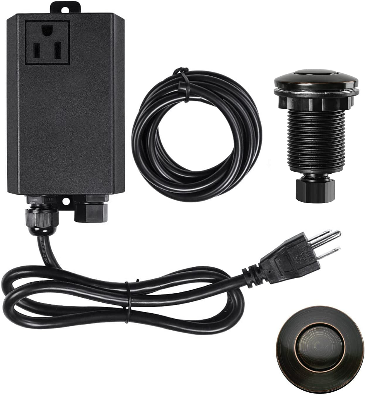 Garbage Disposal Air Switch Kit Sink Top Waste Disposal Long Stainless Steel Brushed Nickel On/Off Air Button Food and Waste Disposals Part by