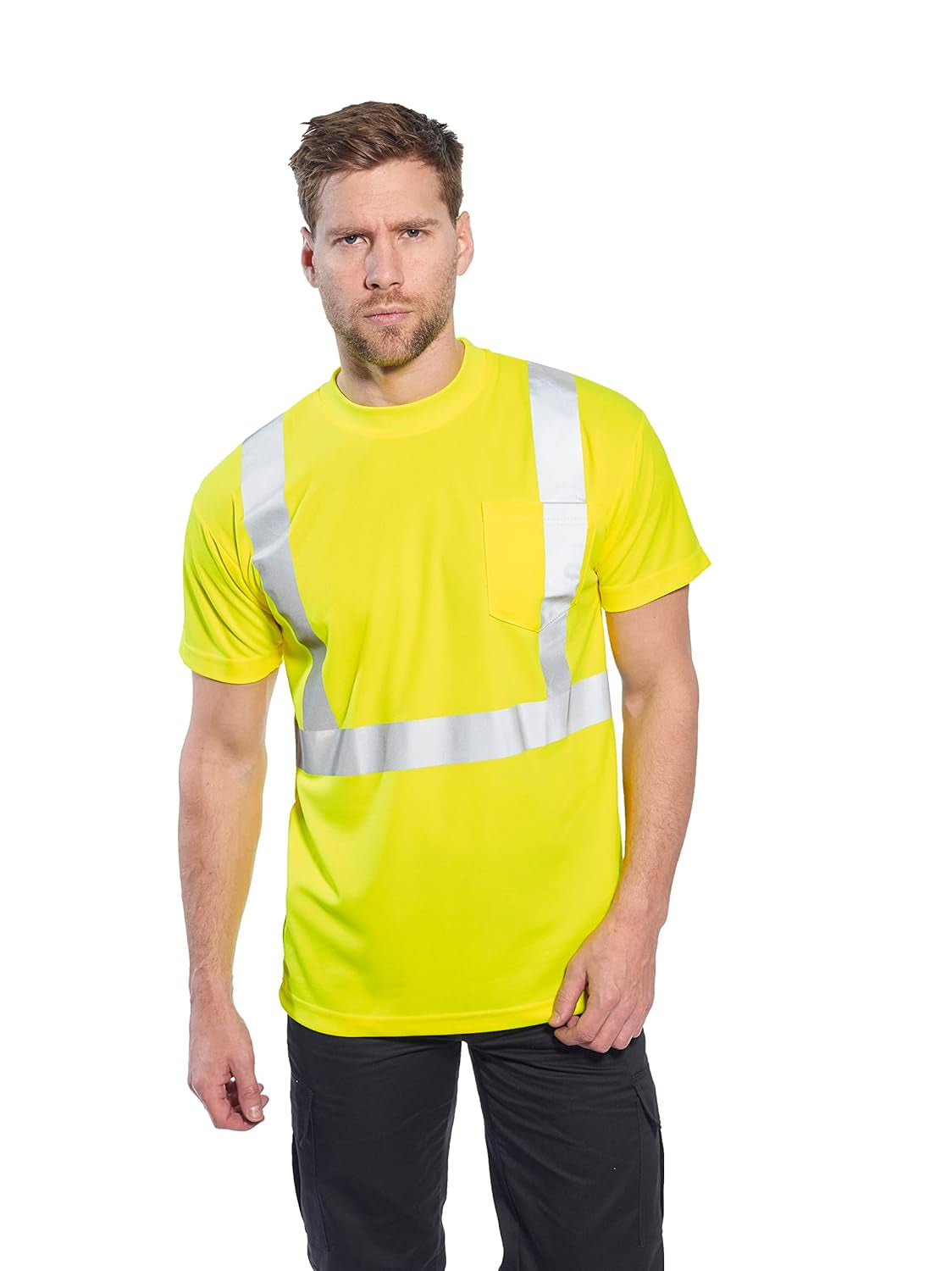 S190 High Visibility Comfort Pocket T-Shirt Yellow Tall, Large