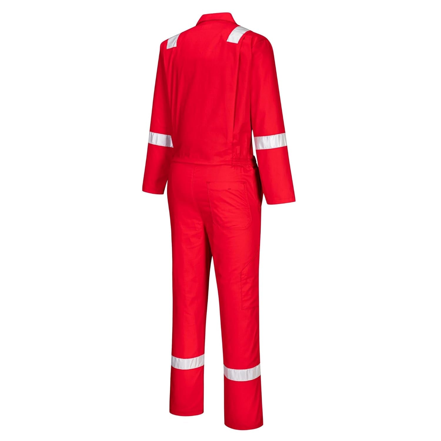 C814 Iona Cotton Heavy Duty Work Overalls with Reflective Safety Tape, Red, Small