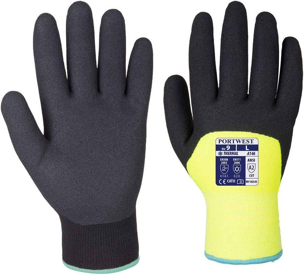 A146 Arctic Winter Glove with Flexible Sandy Nitrile Coating Grip ANSI, Yellow, Large