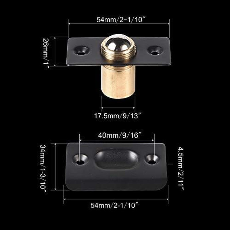 Door Ball Catch,Stainless Steel Adjustable Ball Catch Door Hardware (2Pcs(Black)