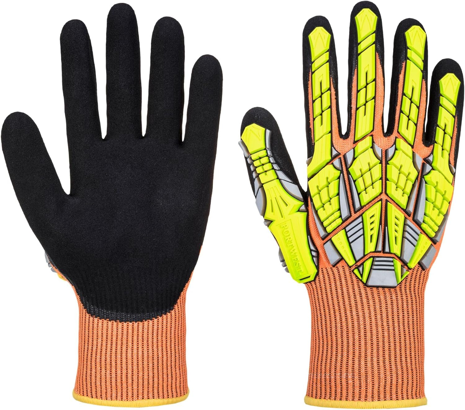 A727 anti Impact Safety Work Gloves - Cut Resistant & Impact Reducing Protective Work Gloves Orange/Black