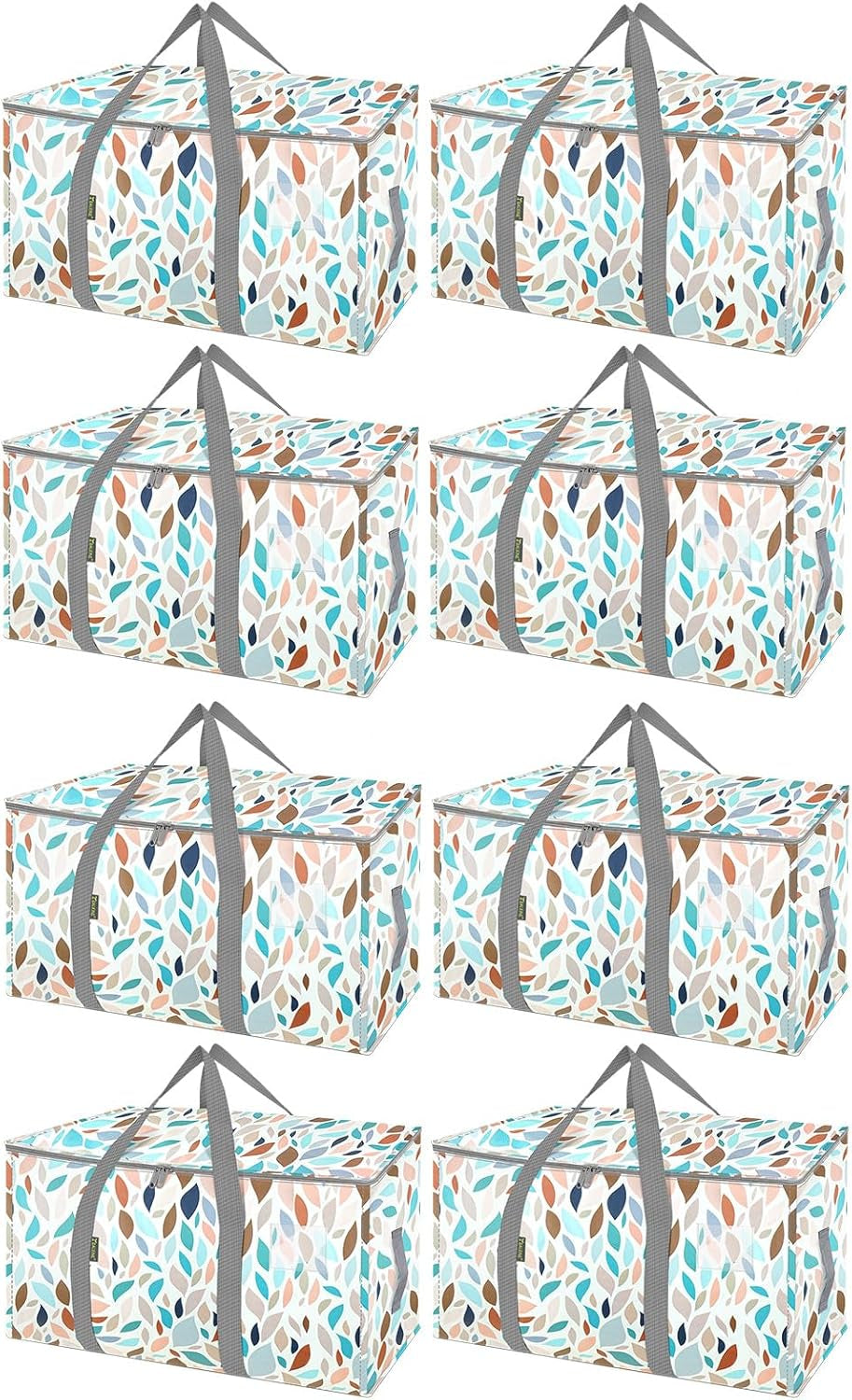 8-Pack Oversized Moving Bags with Reinforced Handles, Heavy-Duty Storage Tote for Clothes, Moving Supplies (Black, 8-Pack)