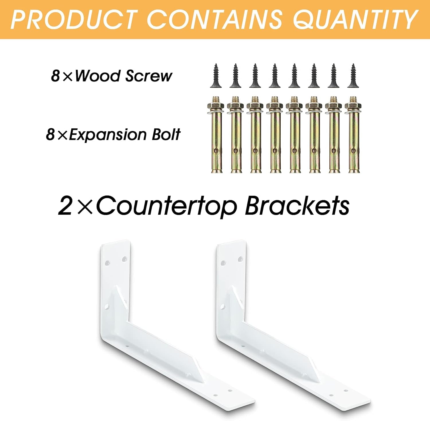Countertop Support Brackets Heavy Duty, 8" X 6" Max Load 365 Lb 5 Mm Thick Iron Industrial Shelf Brackets, White Metal Farmhouse Wall Mounted Floating L Support for Hanging DIY Open Shelving