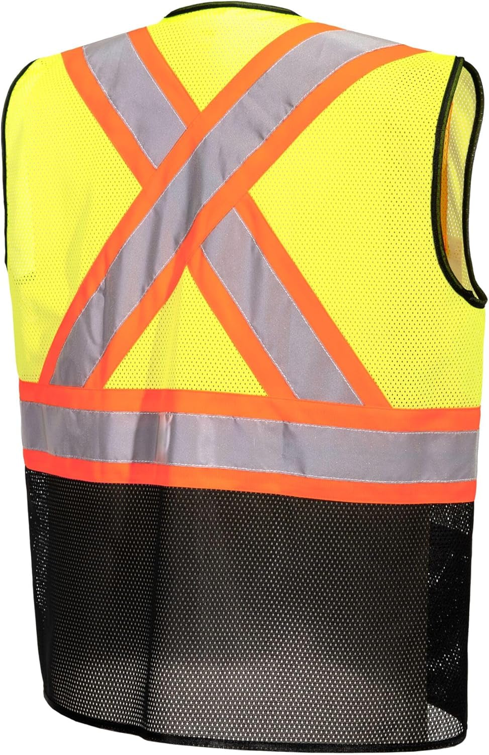 US395 Frisco Hi Vis X Back Contrast Executive Vest Black Mesh Safety Waistcoat Reflective High Visibility