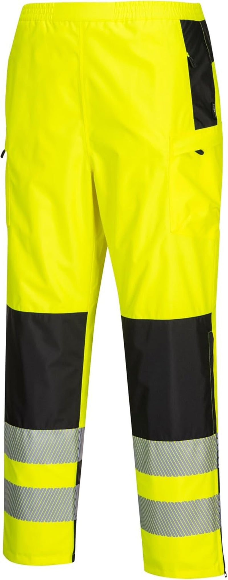 PW386 Hi Vis Womens Rain Trousers Waterproof 300D Oxford Work over Pants with Segmented Reflective Tape