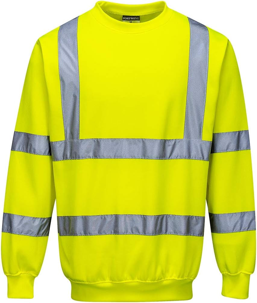 B303 Hi Vis Safety Warm Work Sweatshirt with Reflective Tape ANSI/ISEA, Yellow, XXL