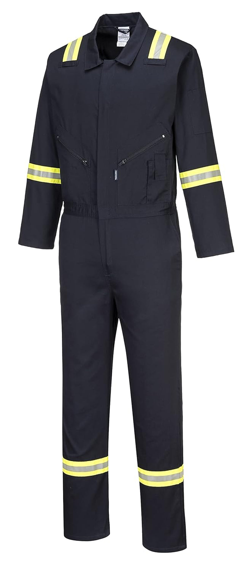 F129 Men'S Cotton Work Coveralls Iona Xtra Reflective Coveralls Workwear Overalls 100% Cotton Navy, 3X-Large