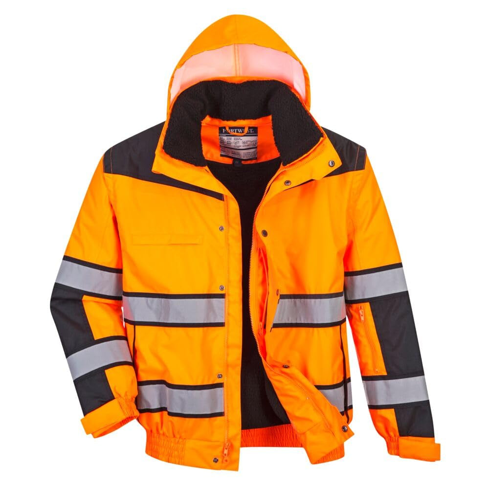 UC566 Hivis Classic Warm Bomber Rain Jacket with Waterproof Taped Seams, Yellowblack, X Large