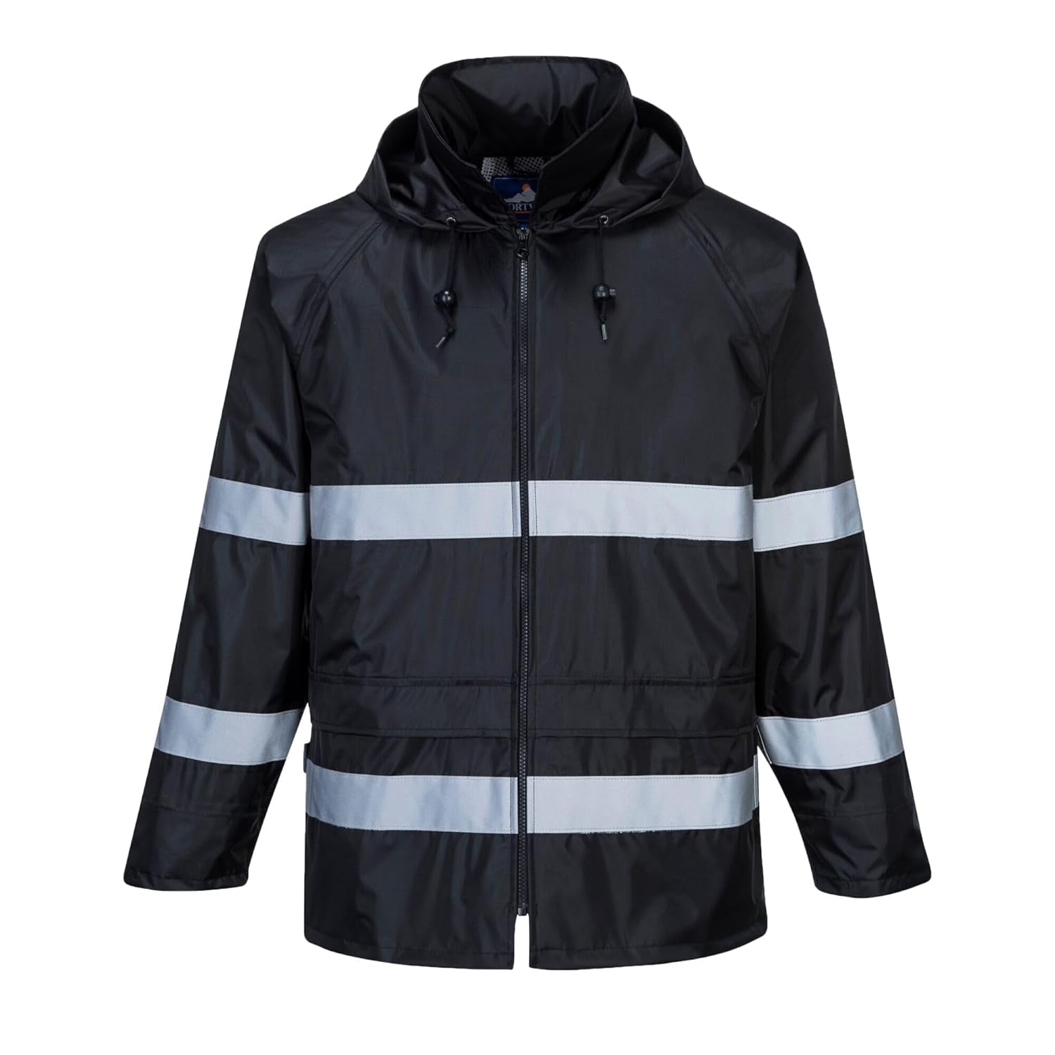 F440 Men'S Hi Vis Waterproof Hooded Rain Jacket - Classic Iona Reflective Rain Coat Navy, Medium