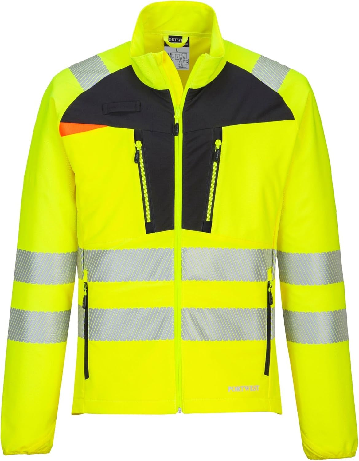 DX481 Men'S Hi Vis Lightweight Work Jacket Mid Layer Stretch Reflective Full Zip Safety Utility Workwear