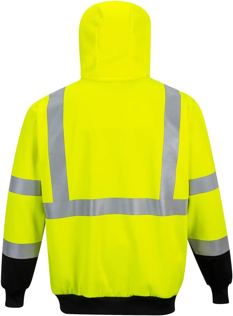 Hi-Vis 2-Tone Zipped Hoodie Visibility Reflective Safety Work Sweatshirt Jumperansi 3