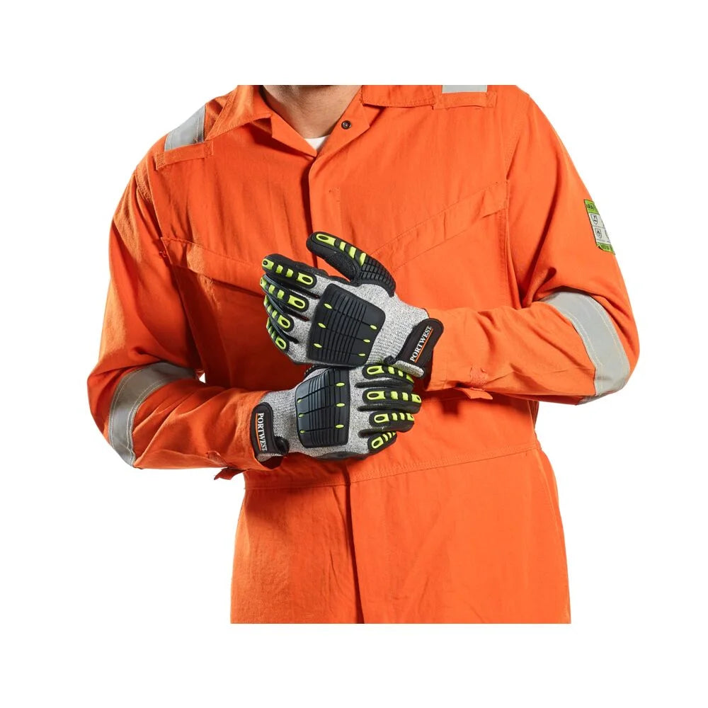 A722 anti Impact Cut Resistant Safety Work Gloves Grey/Black, Small-KarWorkwear