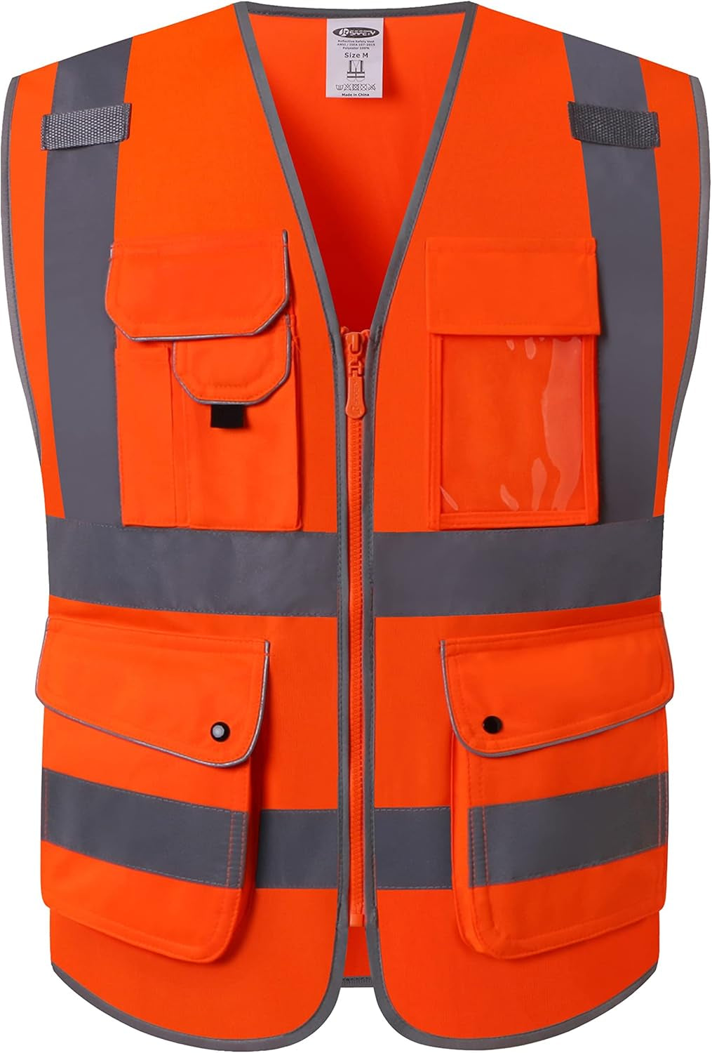 9 Pockets Class 2 High Visibility Zipper Front Safety Vest with Reflective Strips, Meets ANSI/ISEA Standards (Large, 150-Pink)