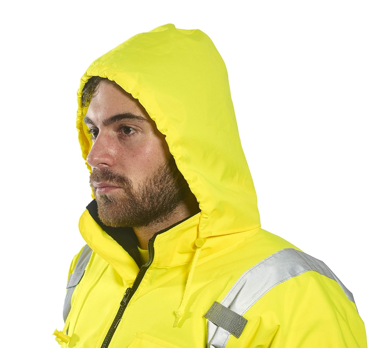 US363 Men'S Waterproof Hi Vis Reflective Two-Tone Bomber Jacket Yellow/Black Tall, X-Large
