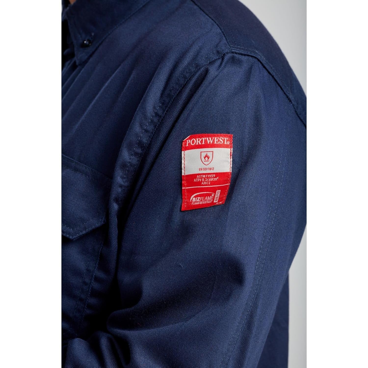 FR89 Fire Resistant Safety Work Shirt in FR Bizflame 88/12 ASTM NFPA, Navy, Large