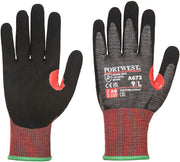 A672 Reinforced Grip Nitrile Cut Resistant Safety Work Gloves Black, Medium