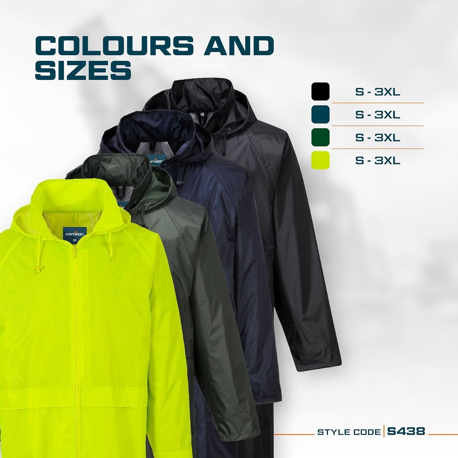 S438 Classic Hooded Rain Coat with Long 47" Waterproof Protection, Navy, XXL