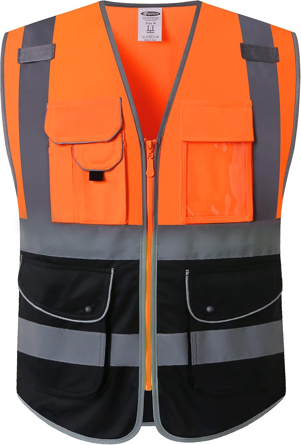 9 Pockets Class 2 High Visibility Zipper Front Safety Vest with Reflective Strips, Meets ANSI/ISEA Standards (Large, 150-Pink)