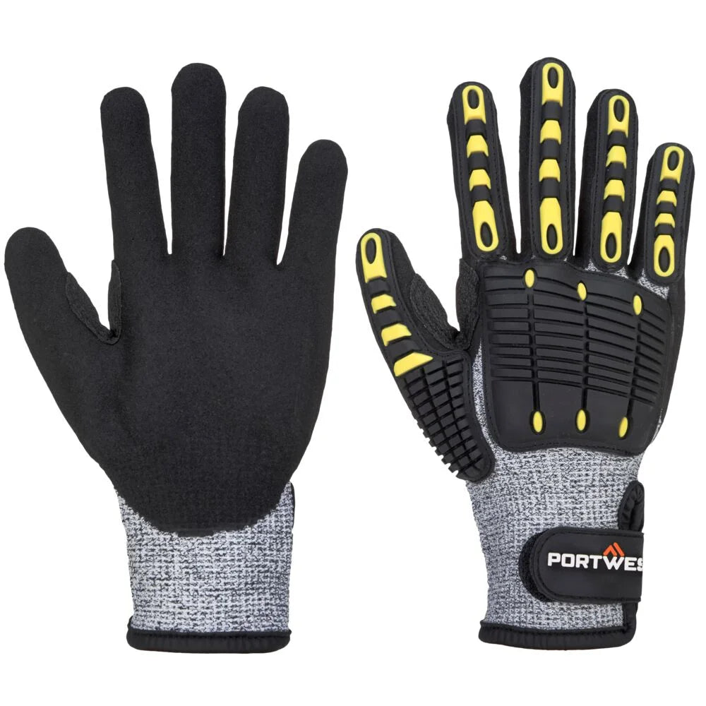 A722 anti Impact Cut Resistant Safety Work Gloves Grey/Black, Small-KarWorkwear