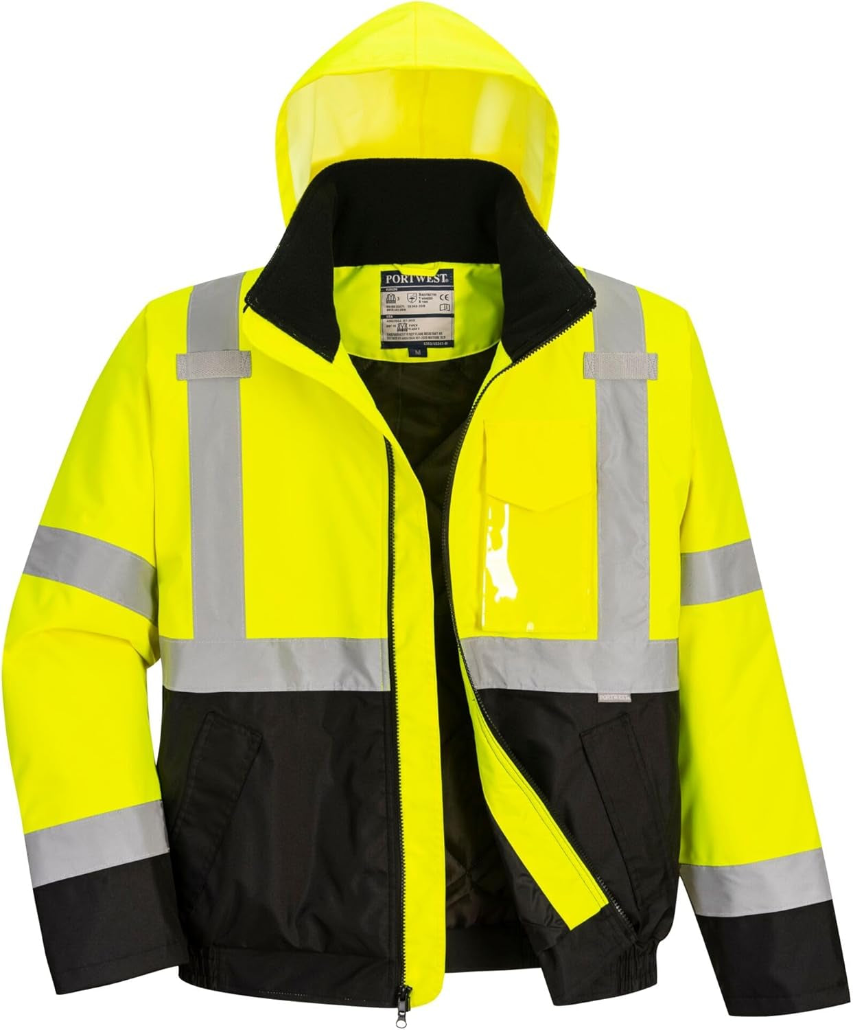 Hi-Vis Two-Tone Bomber Jacket Viz Insulated Safety Visability Work Wear Rain ANSI 3