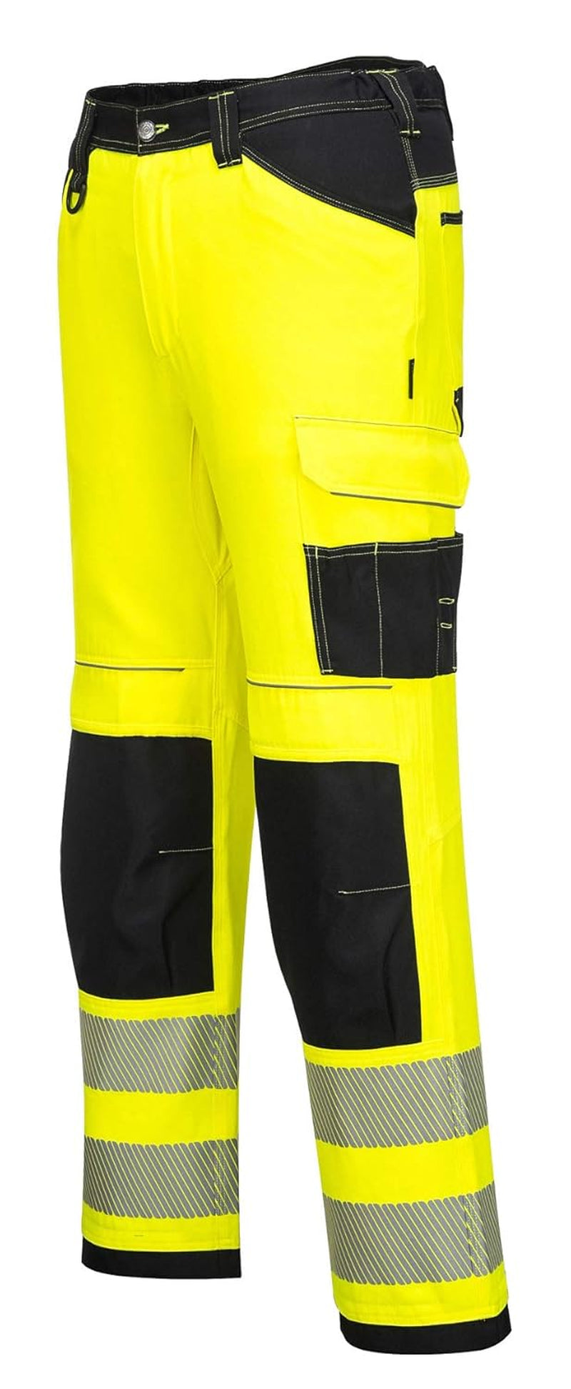 PW340 Men'S PW3 Hi Vis Safety Pants, Lightweight and Durable Workwear with Pockets and Knee Pads Yellow/Black, 40