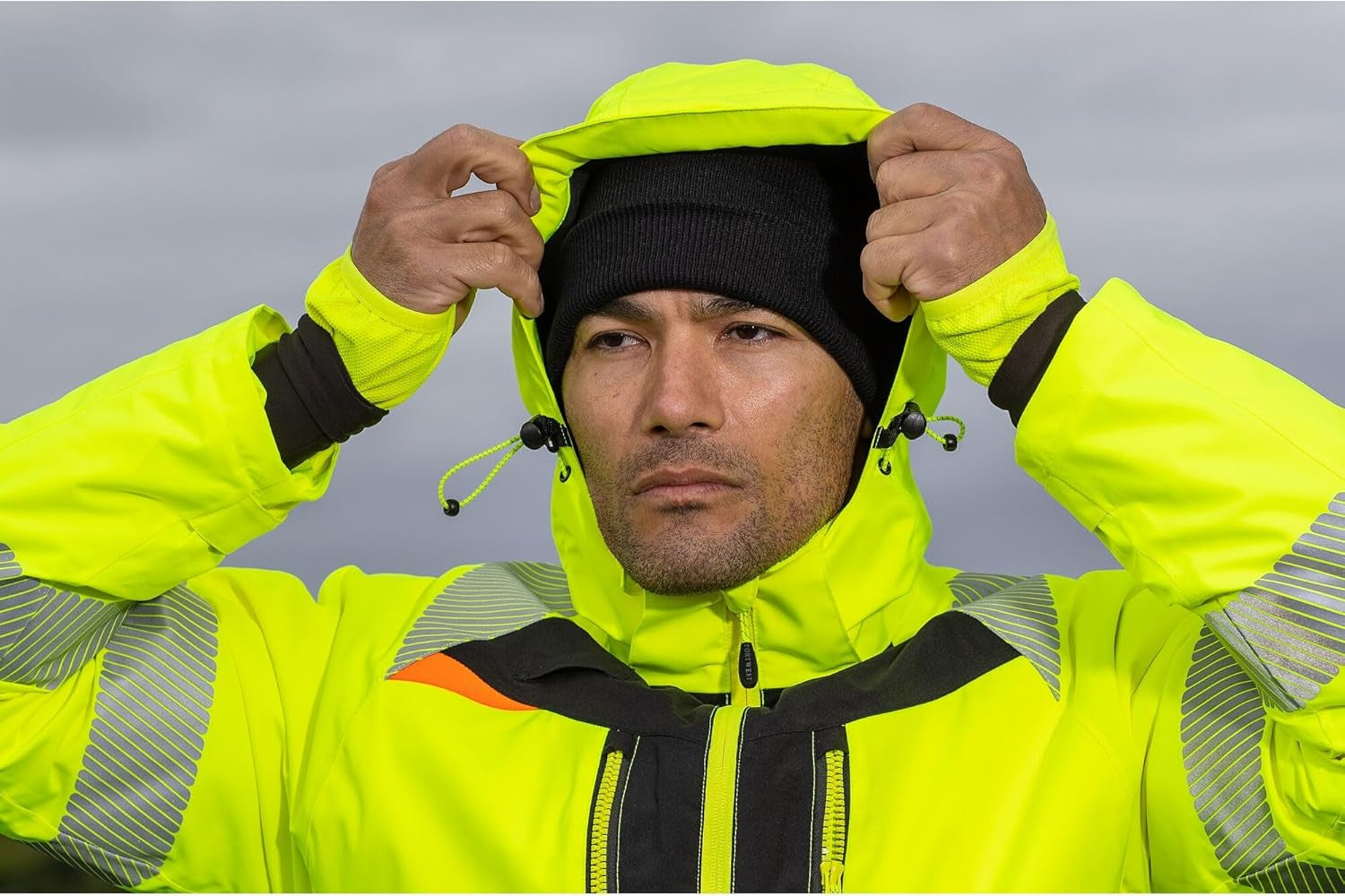 DX461 Men'S DX4 Waterproof Hi Vis Winter Jacket Safety Workwear Hooded with Pockets