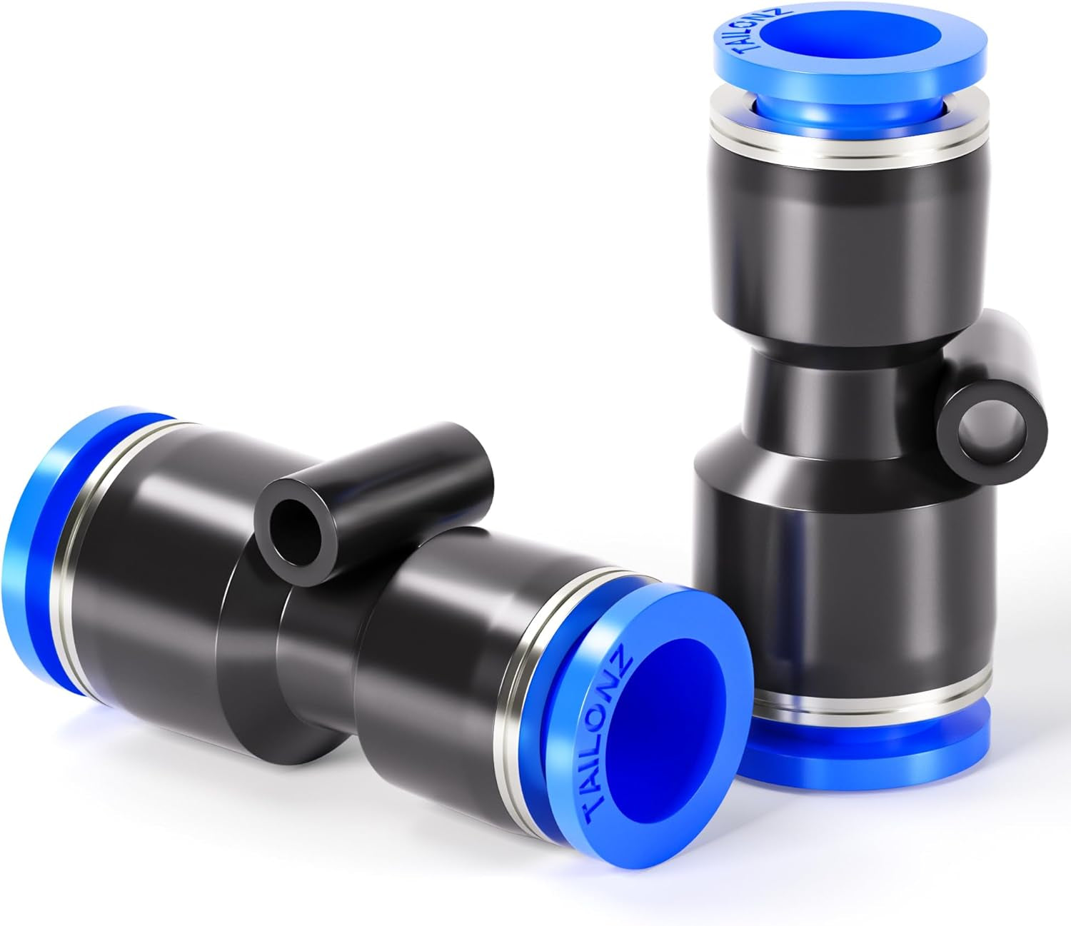 Black Straight 1/2 Inch Tube OD Push to Connect Tube Fittings Push Lock PU-1/2 (Pack of 2)