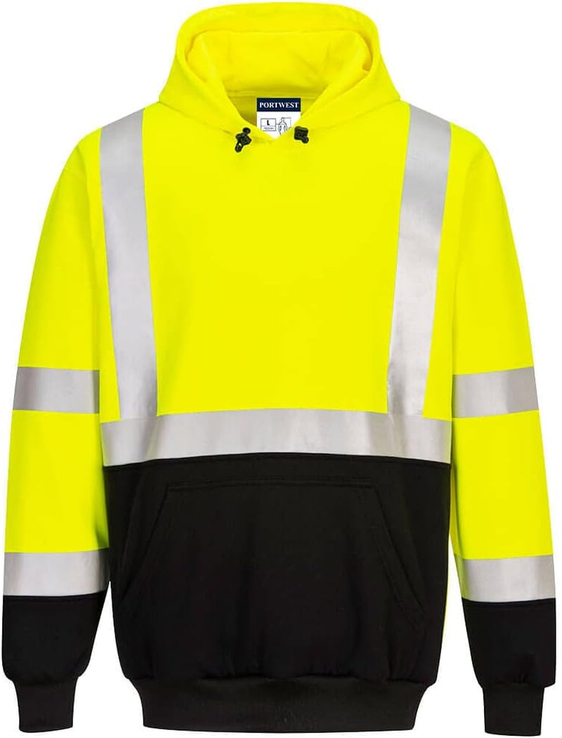 UB324 Men'S Hi Vis 2-Tone Reflective Hooded Sweatshirt Yellow/Black, 6X-Large