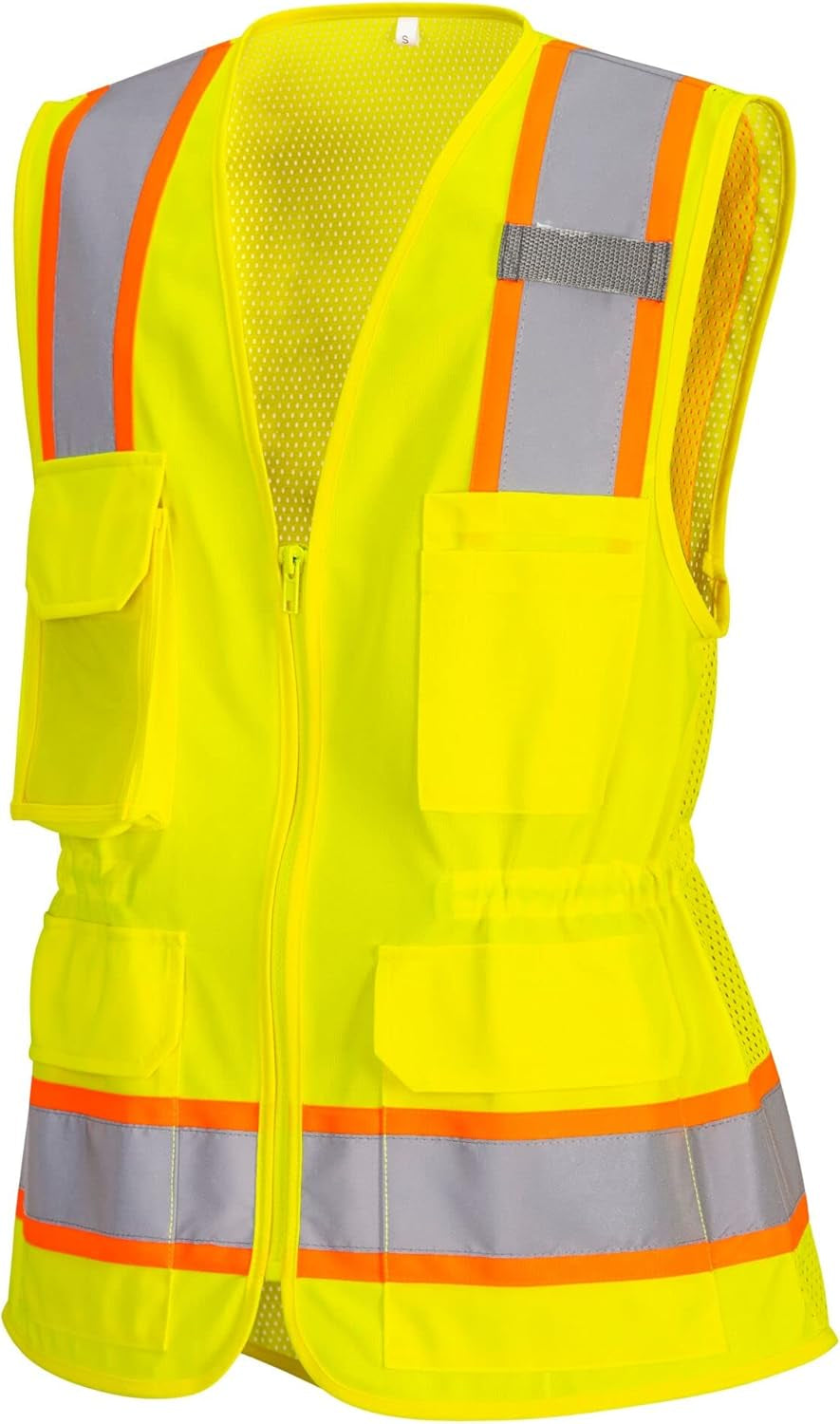 US392 Women'S Hi Vis Safety Work Vest with Reflective Tape Yellow, X-Large
