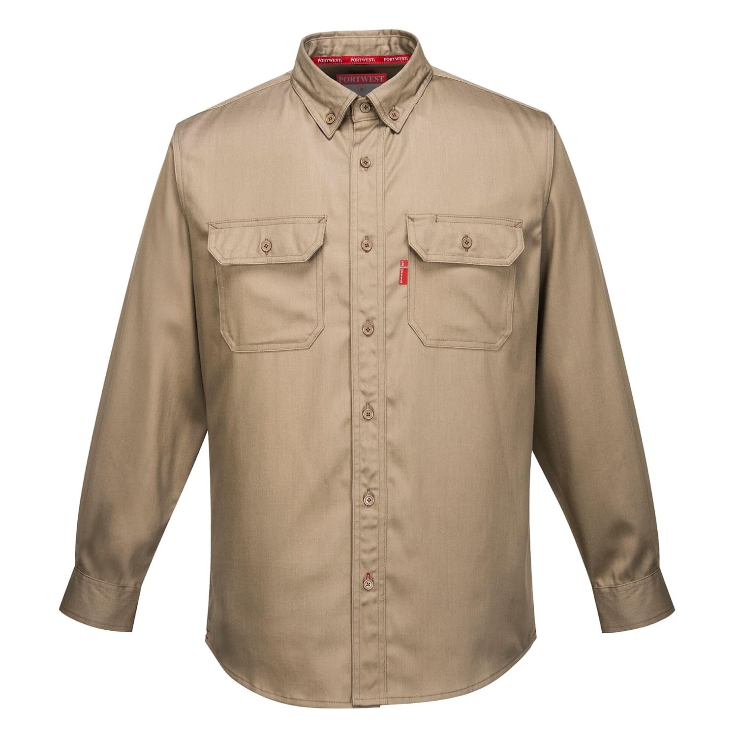 FR89 Fire Resistant Safety Work Shirt in FR Bizflame 88/12 ASTM NFPA, Khaki, Large