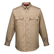 FR89 Fire Resistant Safety Work Shirt in FR Bizflame 88/12 ASTM NFPA, Khaki, Large