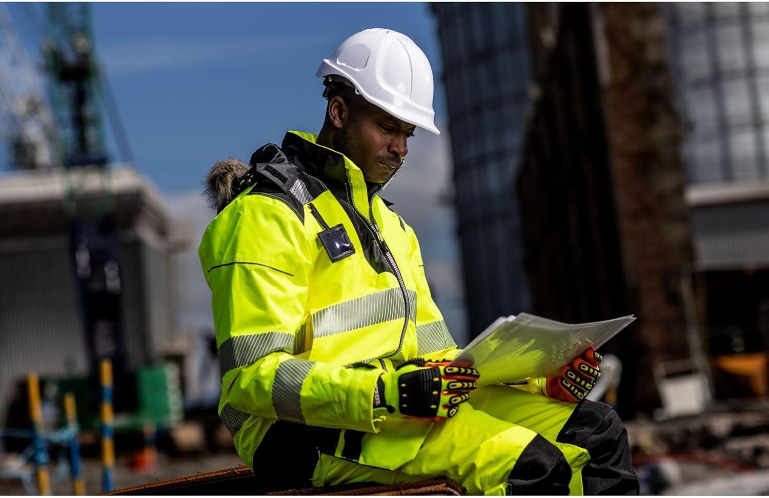 A721 anti Impact Safety Work Gloves - Lightweight Nitrile Grip Impact Reducing Protective Work Gloves Yellow/Orange