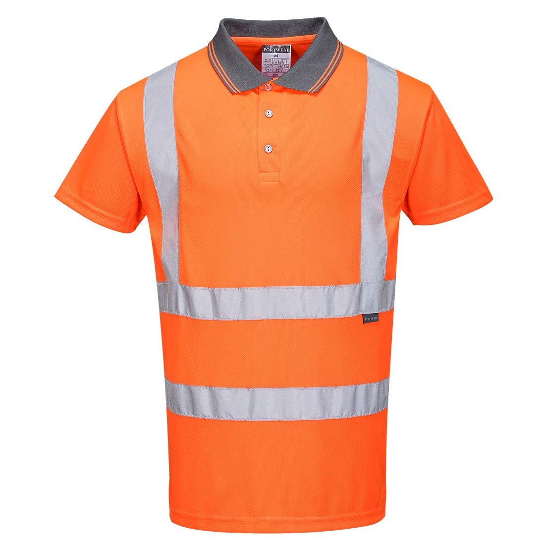 Hi-Vis S/S Polo Shirt RIS Viz Visibility Reflective Safety Work Wear Top ANSI 2, Medium Orange