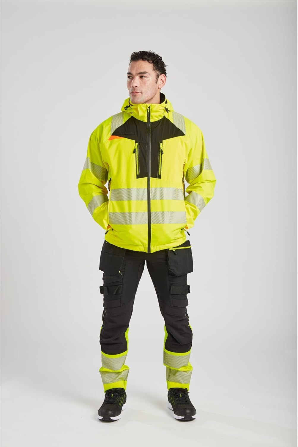 DX462 Men'S DX4 Waterproof Hi Vis Rain Jacket Safety Workwear Hooded with Pockets