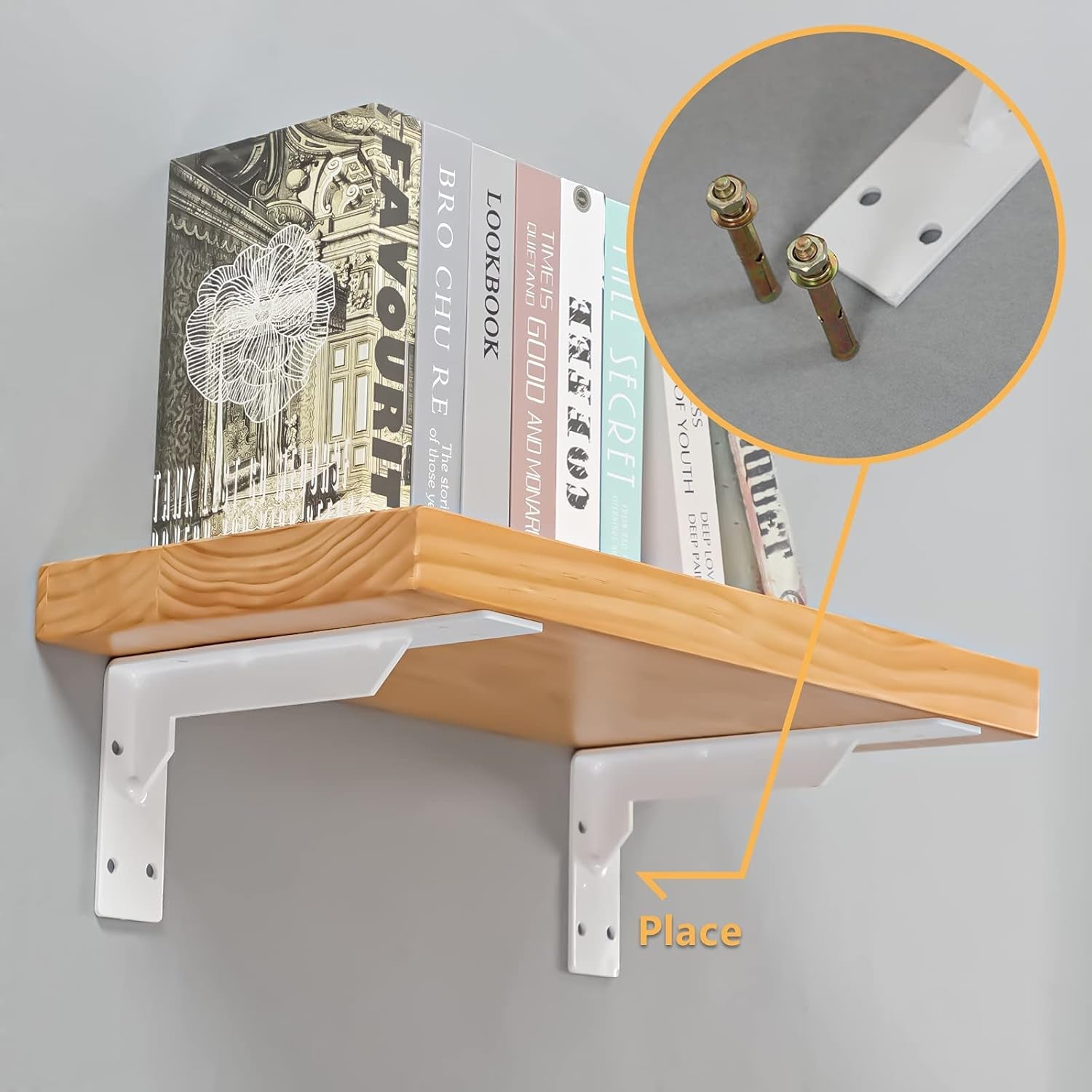 Countertop Support Brackets Heavy Duty, 8" X 6" Max Load 365 Lb 5 Mm Thick Iron Industrial Shelf Brackets, White Metal Farmhouse Wall Mounted Floating L Support for Hanging DIY Open Shelving